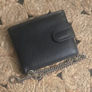 Golunski Black Leather Wallet with Chain